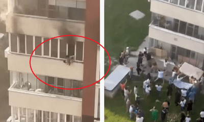 Video: Thót tim mẹ thả con trai từ tầng 6 xuống đất để thoát khỏi đám cháy
